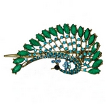 Haarspange Pfau in Vintage-Look aus Metall grün 5683b - zum Schließen ins Bild klicken